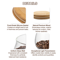 Grand pot de conservation en verre borosilicate 800 ml (27,05 oz) avec couvercle en bois, boîte à café et thé hermétique, récipient alimentaire, organisateur de garde-manger