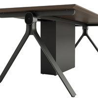Table de conférence - Couleur foncée - Cadre en bois et métal - Écologique et durable - Système multifonctionnel - Équipée d'une prise double face haut de gamme