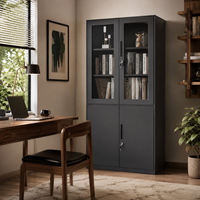 Armoire de classement métallique pour bureau, armoire de rangement en acier avec porte vitrée, armoire à documents verrouillable, étagères réglables, école, atelier