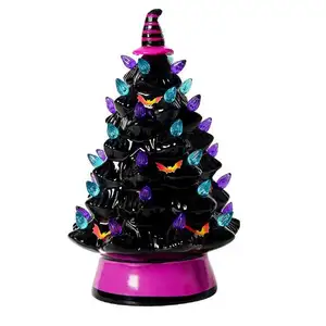 万圣节黑树南瓜万圣节陶瓷树圣诞室内氛围装饰桌面件