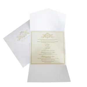 LOGO 2024 in avorio con carta a tre pieghe in rilievo con foglio d'oro personalizzato invito a nozze in velluto con busta di carta luccicante