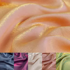 Wholesale Bridal Satin Fabric Shiny Gradient Liquid Satin Fabric Bridal Golden Mermaid Satin Fabric For Wedding Dress Bac