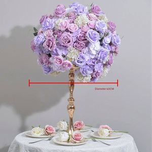 LO-681 Vente en gros de boules de fleurs artificielles en hydrangea et roses de 60 cm, centre de table pour mariage, décoration de salle de banquet et d'exposition - Product Image 5