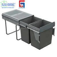 GOOD Poubelle escamotable intégrée, bac à déchets dissimulé en métal 2x16L pour meuble de cuisine et quincaillerie