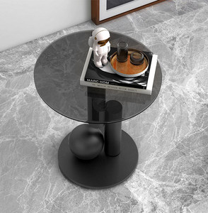 Table à thé en fer minimaliste moderne pour salon, table d'appoint en verre de luxe léger, design épuré, ornements de jardin - Product Image 4