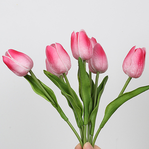 Hoa giả PU bán buôn, bó hoa tulip cưới mới, trang trí phòng khách nhà cửa, hoa giả có cảm giác như thật - Product Image 4