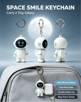 Porte-clés en silicone 3D Astronaute personnalisé OEM ODM, breloque de sac périphérique tendance Cyber Tech avec design IP personnalisé