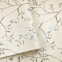 Wallpaper 3D Non Woven Gaya Cina dengan Motif Bunga dan Buah untuk Kamar Tidur, Dinding Samping Tempat Tidur, dan Dinding Latar Ruang Tamu
