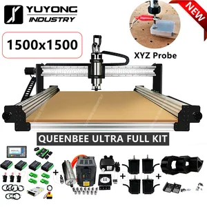 QueenBee PRO-Kit completo de enrutador de madera CNC plateado 1515, con rieles lineales, actualización, versión 1515, QUEENBEE ULTRA CNC