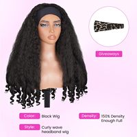 Nouvelle Arrivée Perruques Synthétiques Longues Afro Bouclées avec Bandeau pour Femmes, Perruques Bandeau en Soie Glacée Noire pour Dames
