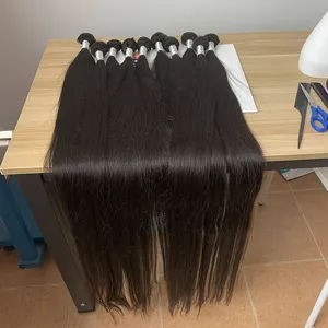 Commercio all'ingrosso Del Virgin 10A Diritto serico Peruviana dei capelli 10a 40 Pollici Diritto serico Dei Capelli Umani Dei Capelli Del Virgin Cuticola Allineato hair Extension