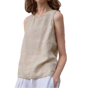 Débardeur court en coton tricoté pour femme, personnalisé OEM, imprimé, décontracté, sans manches, design estival, haut à col - Product Image 2