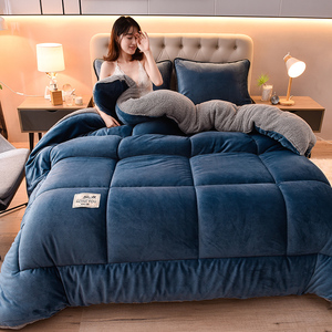 Edredón de <span class=keywords><strong>Invierno</strong></span> de Color Sólido, Grueso y Cálido, con Relleno de Lana de Cordero y Terciopelo con Diseño de Copos de Nieve, para Colchón Individual - Product Image 4