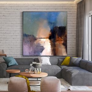 Peinture à l'huile abstraite peinte à la main par un artiste, toile murale pour salon moderne, hôtel, décoration minimaliste - Product Image 3