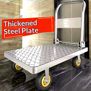 Dray <b>Pull</b> Aluminium Metal Four-Wheel Portable Folding Household Platform <b>Trolley</b> Truck Luggage Hand Buggy OEM Customizable - Product Image 1