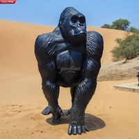 Statue de gorille en Bronze taille réelle, Sculpture de singe en plein air, jardin