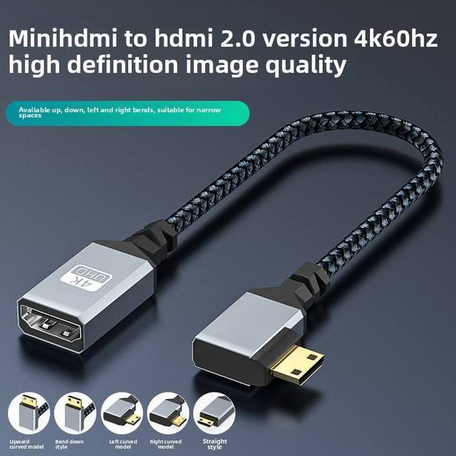 Mini HDMI to HDMI Adapter Cable 4K 60Hz HDR10 HDCP 2.2, Gold-Plated Nylon Braided for Laptop Camera TV Monitor