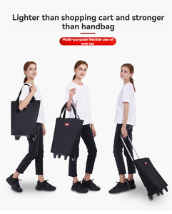 Bán buôn 5.5 cm PU 2 bánh xe gấp công suất lớn thoải mái chống gỉ Rod tay không thấm nước kéo mua sắm giỏ hàng Xe đẩy Túi - Product Image 5