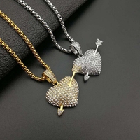 Collier pendentif cœur en acier inoxydable anti-ternissement, accessoires de mode en gros, collier pendentif flèche traversante