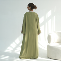 Nouvelle Arrivée Leduo – Abaya Élégante Grande Taille en Polyester pour Femme, Broderie Dentelle Faite Main, Modeste, Respirante, Style Ouvert Dubaï, Ramadan