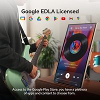Monitor Portátil con Pantalla Táctil de 25 Pulgadas, 1080p, Android 14, Certificado por Google EDLA, para Viajes y Campamentos al Aire Libre, con Control Remoto, Blanco/Negro