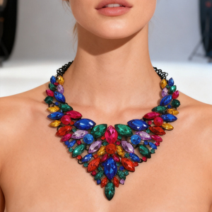 יוקרה רטרו תכשיטים גוף קלאסי תכשיטים ענק rinestone יהלום חתונה שרשרת שרשרת סגסוגת מצופה זהב - Product Image 4