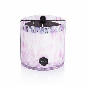 Bougie parfumée en cire de soja naturelle AIKUN, pot en verre blanc et violet, taille et couleur personnalisées, pour chambre à coucher, hôtel, mariage - Product Image 4