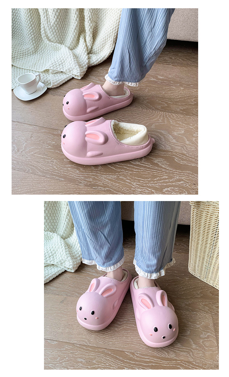 Waterproof Warm Plush Winter Shoes Women Fur Slippers Indoor Home Thick Sole Footwear