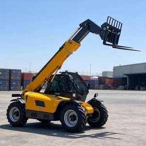 Chariot télescopique de 4 tonnes à vendre, élévateur télescopique de 7 m avec benne, niveleuse et grappin à balles en option pour travaux de chantier - Product Image 3