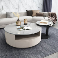 Runder Italienischer Couchtisch im Design des Leichten Luxus, High-End für Kleine Apartments, Wohnzimmer mit Stauraum