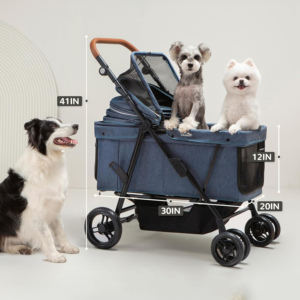 Bán Buôn Nhà Máy Ánh Sáng Màu Xanh Xách Tay Sang Trọng Thời Trang Dây Kéo <span class=keywords><strong>Pet</strong></span> Dog Wagon Xe Đẩy Tàu Sân Bay Với 4 Bánh Xe <span class=keywords><strong>Pet</strong></span> Xe Đẩy Con Chó - Product Image 2