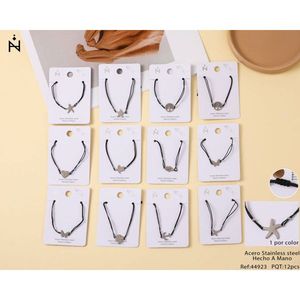 Set di 12 Braccialetti Pendenti in Acciaio Inossidabile con Filo Nero, Gioielli alla Moda per Donna, Idea Regalo - Product Image 3