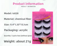 Faux cils complets faits à la main, double couche, épais, noirs, en fibres synthétiques, style dense, tiges rigides, pose en 3 secondes