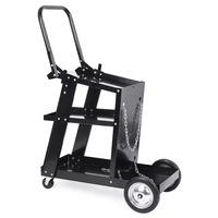 Chariot de soudage industriel en acier à quatre roues avec poignée rabattable, chariot à outils universel, personnalisable OEM