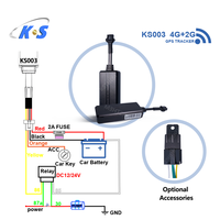 Pelacak GPS Kendaraan Real-Time KS003 2G/4G LTE LBS/GPRS Deteksi ACC Pemutus Mesin GSM Mobil Motor Pemasangan di Dashboard PC