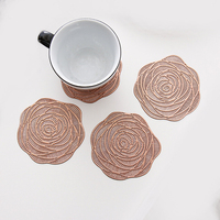 Sous-verres en PVC écologiques en forme de rose 100% tapis de tasse en silicone non toxique de bonne qualité deux tailles adaptées à tout porte-gobelet