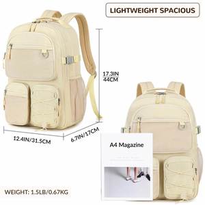 Water-Resistant Polyester <b>Backpack</b> with Multiple Pockets and Double Zipper Bag for Travel Outdoor College and Daily Use - Product Image 2