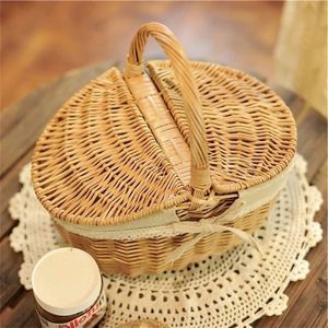Panier de pique-nique design de maison moderne canne ronde souple doublure en osier <span class=keywords><strong>japonais</strong></span> paniers prêts à l'emploi en forme de fraise - Product Image 6