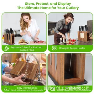 Support magnétique pour couteaux et ciseaux en bois, pour cuisine, design monobloc, pour lames jusqu'à 3,9 pouces de longueur - Product Image 4