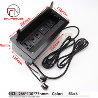 Caja de Conexión Eléctrica para Escritorio Daisy Chain Enlazable con Tapa Abatible y Cepillo, Conectividad Multipuerto, Enchufe Universal para Oficina