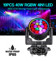 19x40W RGBW Bee Eye Moving Head LED-Wasch licht mit DMX512-Steuerung IP33 CRI90 für Stage DJ Disco-Partys