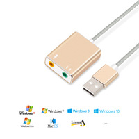 USB Externe Soundkarte mit Mikrofon-Kopfhöreranschluss Geflochtenes Kabel Audio-Adapter für PC Laptop