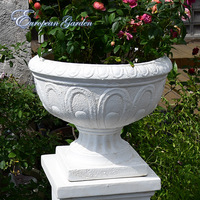 Pot de fleurs colonne romaine de style européen, fait main en oxyde de magnésium, grande base sur pied, accessoire de décoration pour entrées de villas
