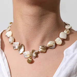 Joolim 18K Pvd Gold Plated Summer Beach Holiday Chunky Big StarfIsh Shell Pearl Stainless Steel Necklace Bracelet Jewelry