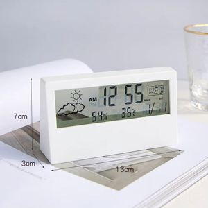Reloj de Escritorio Creativo con Termómetro-Higrómetro, Alarma Electrónica Digital, Decoración de Mesa para Sala de Estar o Dormitorio, Hecho de Plástico - Product Image 2