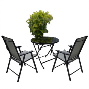 Modern <b>Folding</b> Aluminum Patio <b>Dining</b> Table <b>Set</b> Outdoor Garden Furniture -for Hotels Parties - Product Image 2