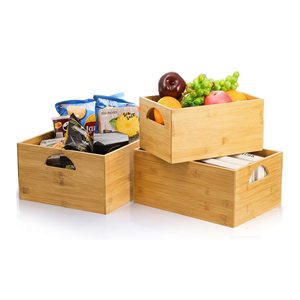 3 gói tre lưu trữ bin hộp cổ điển tự nhiên Organizer Stackable <span class=keywords><strong>cubby</strong></span> giỏ container xử lý hiển thị cuốn sách đồ chơi công cụ hộ gia đình - Product Image 5