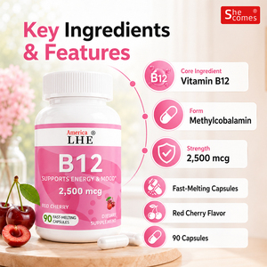 Capsules de Vitamine B12 Haute Puissance Shecome pour Hommes et Femmes – Renforce l'Immunité et Soutient la Santé Mentale - Product Image 1