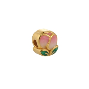 Bracelet de luxe en or massif 24K magnifique forme de rose perlée émail artisanat résultats de bijoux et composants accessoire - Product Image 2