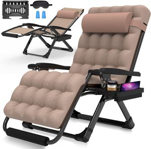 PIOEN 33 "<span class=keywords><strong>XXL</strong></span> surdimensionné zéro gravité chaise longue coussin amovible appui-tête capacité 500LBS avec serrure et repose-pieds améliorés - Product Image 1